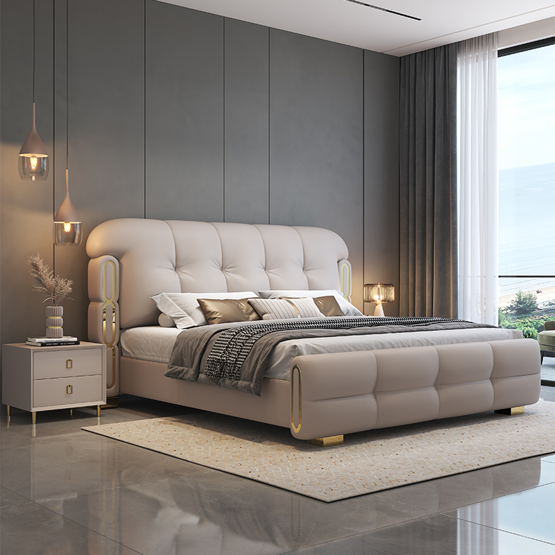 King Size Bed Frame With Storage Drawers - Modern Luxury Wooden Bedroom Furniture Soft