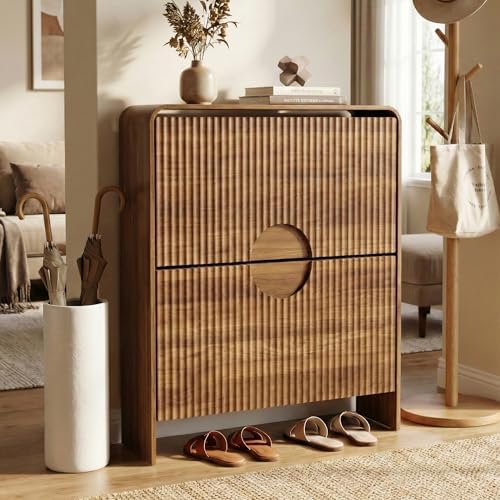 Shoe Rack Cabinet Narrow Entryway - Slim Shoe Storage Cabinet for Entryway,
