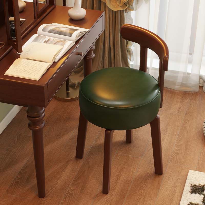 Bedroom Furniture - Solid wood rotating dressing chair, leather