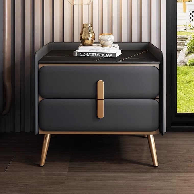 AOLIVIYA Cream Rock Slab Night - Solid Wood Nightstand 2 Drawers 评论和价格