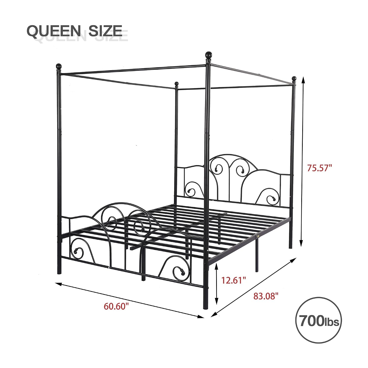 Queen Size Metal Canopy Bed Fr - Canopy Bed Frame Metal Queen 评论和价格