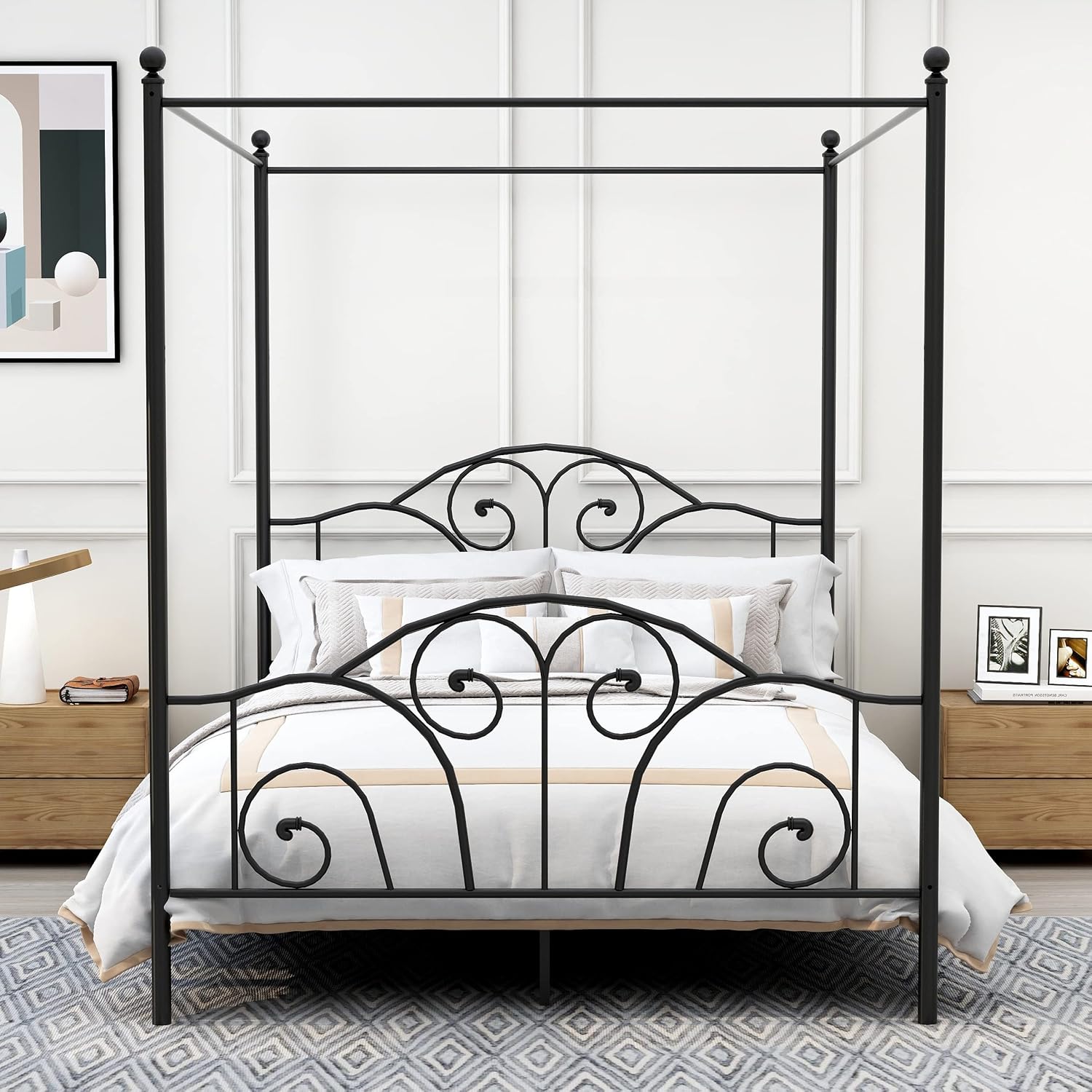 Queen Size Metal Canopy Bed Fr - Canopy Bed Frame Metal Queen 评论和价格