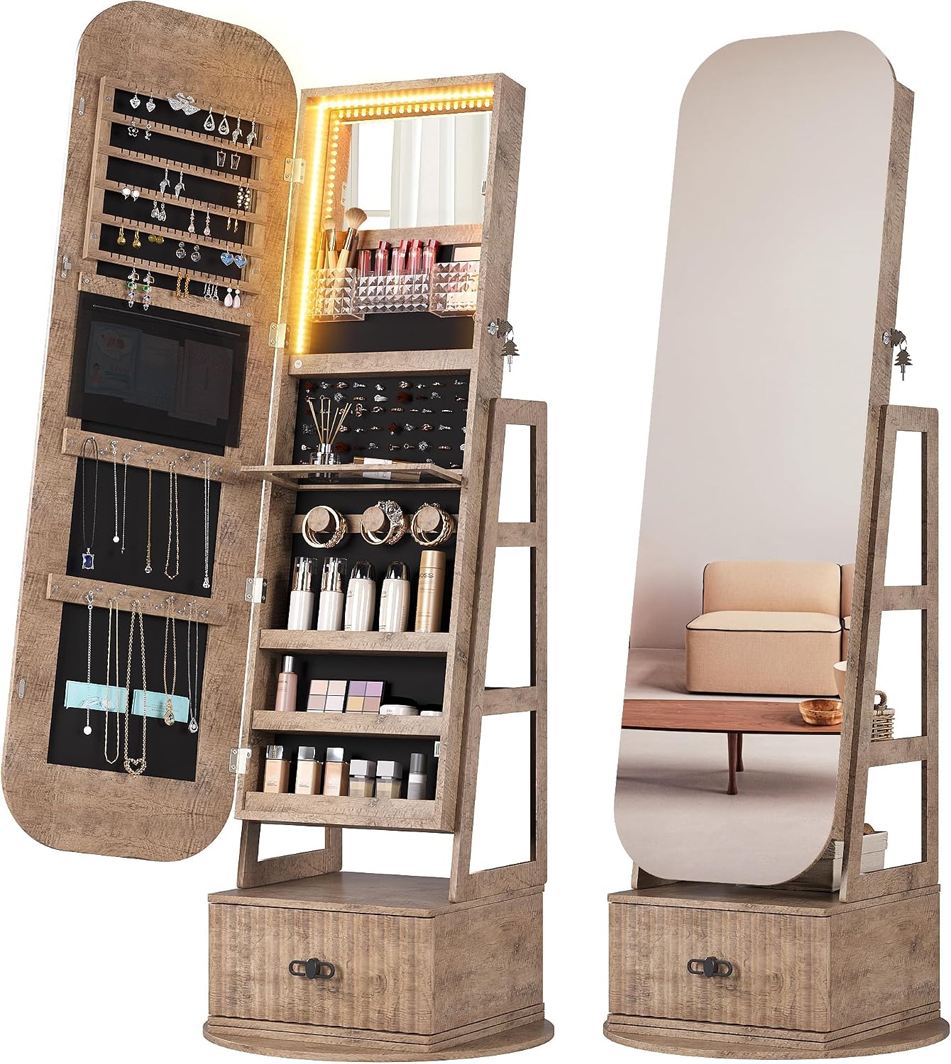 360 Swivel Jewelry Armoire Org - Full Length Mirror Jewelry Armoire 评论和价格
