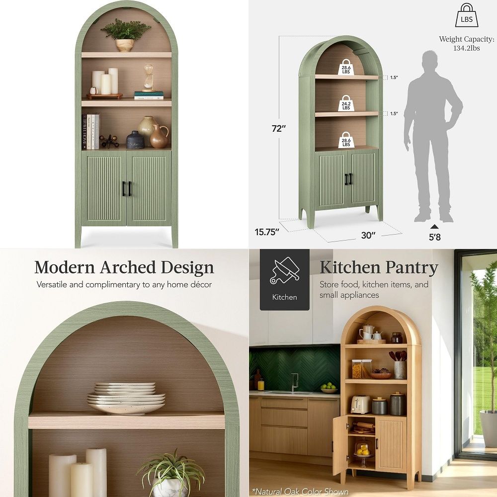 71 Tall Arched Kitchen Pantry, - Storage 评论和价格