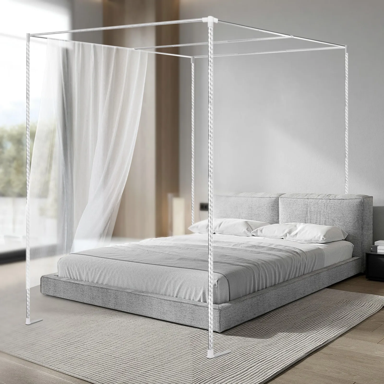 4 Corner Bedding Canopy Frame  - Canopy Bed Frame Metal Queen 评论和价格