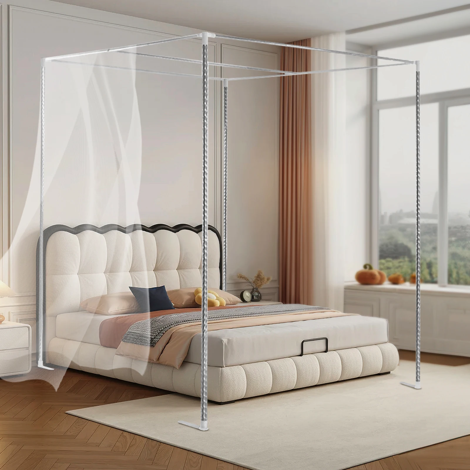 4 Corner Bedding Canopy Frame  - Canopy Bed Frame Metal Queen 评论和价格