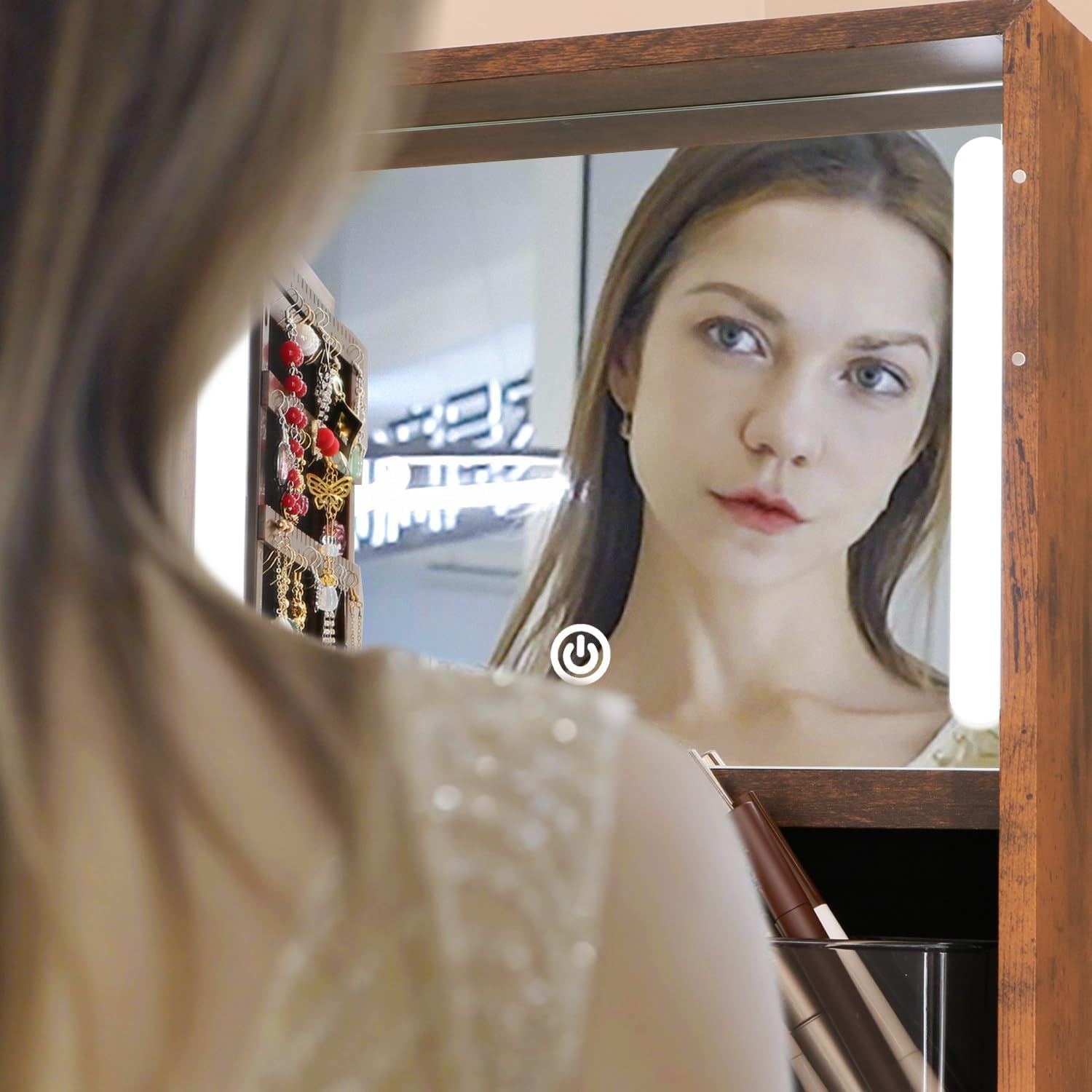 Rotating Jewelry Cabinet Vanit - Full Length Mirror Jewelry Armoire 评论和价格