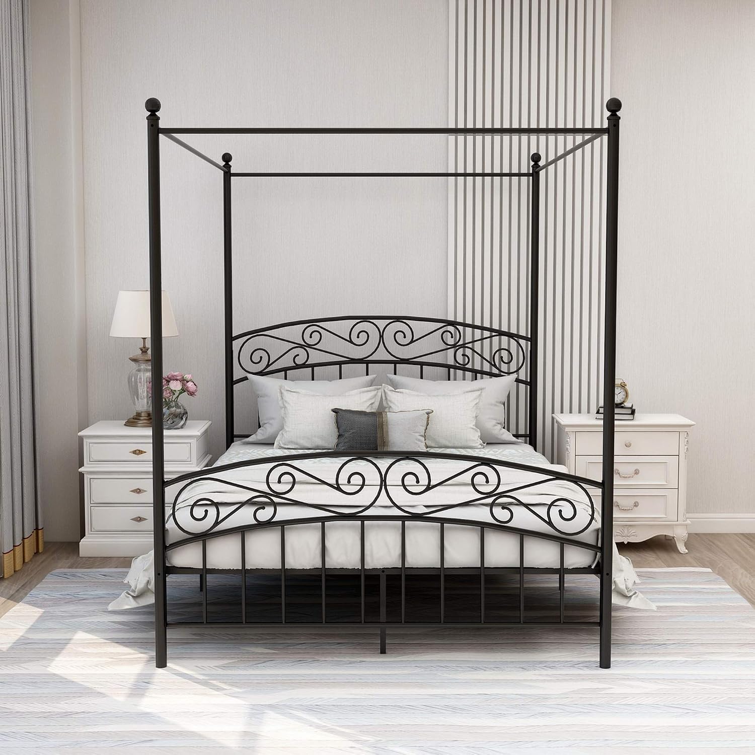 Queen Size Metal Canopy Bed Fr - Canopy Bed Frame Metal Queen 评论和价格