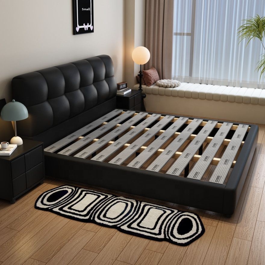 #Black Tufted Leather Storage  - King Size Bed Frame With Storage Drawers 评论和价格