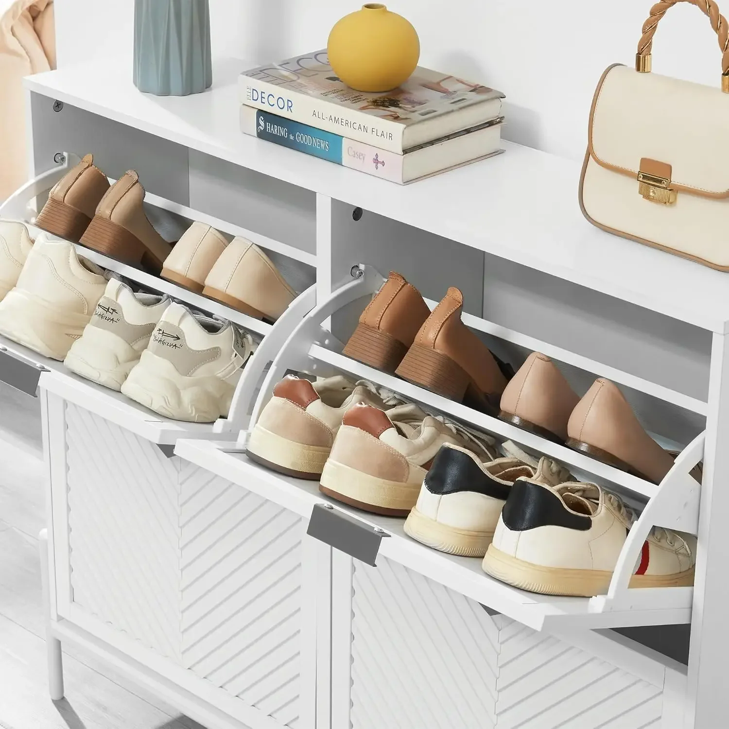 Shoe Cabinet Storage with 4 Fl - Shoe Rack Cabinet Narrow Entryway 评论和价格