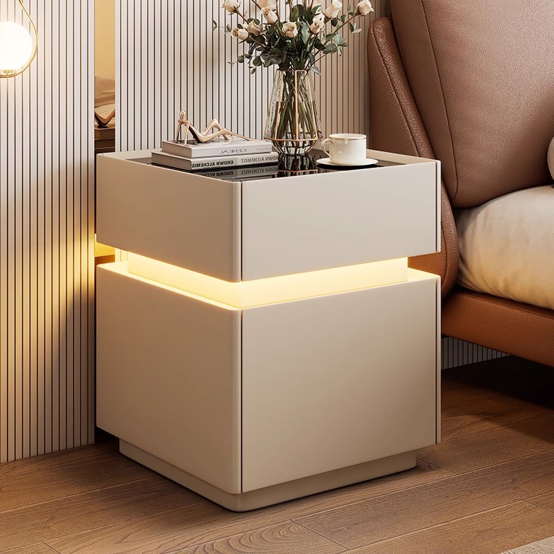 Intelligent Bedside Table with - Solid Wood Nightstand 2 Drawers 评论和价格