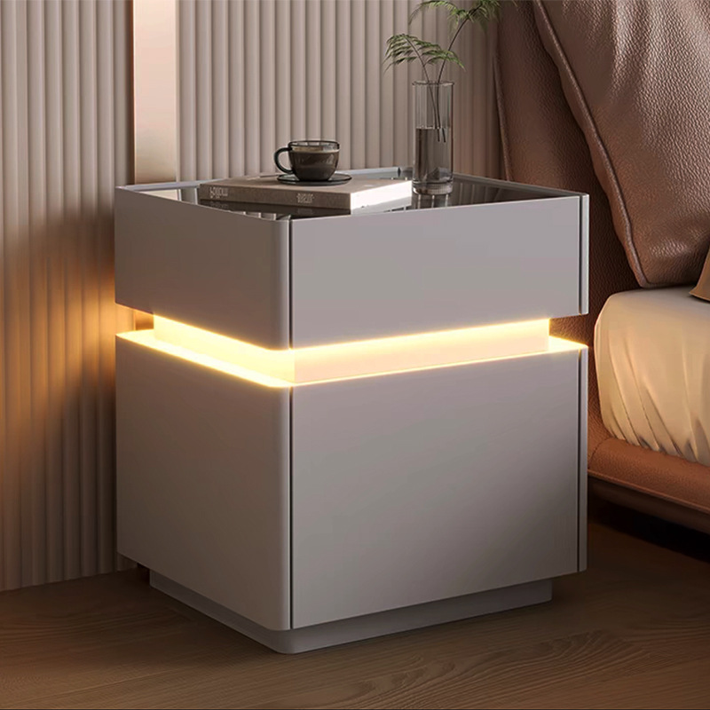 Intelligent Bedside Table with - Solid Wood Nightstand 2 Drawers 评论和价格