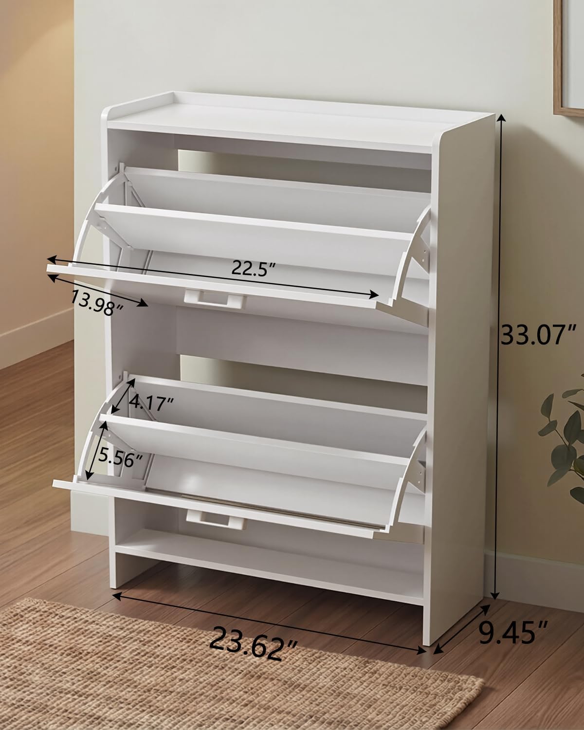 #Narrow Shoe Cabinet with 2 Fl - Shoe Rack Cabinet Narrow Entryway 评论和价格