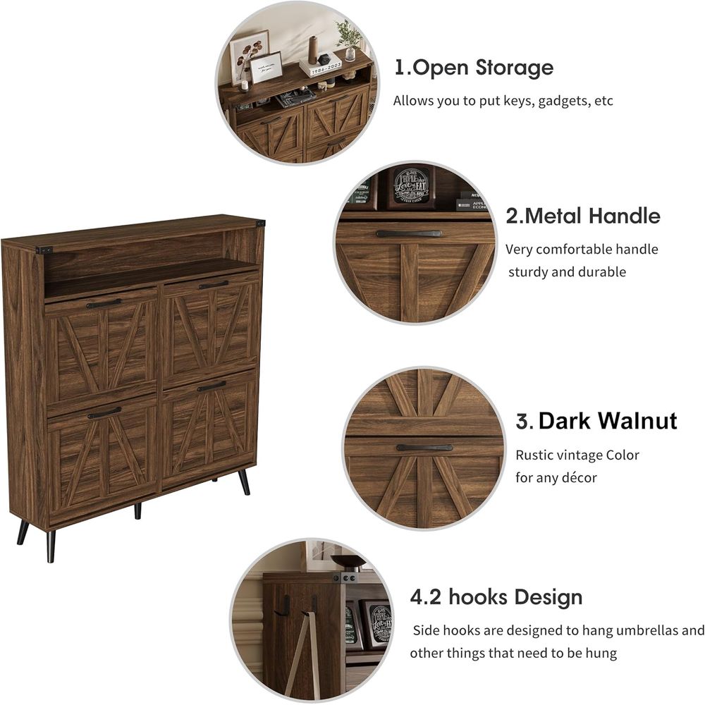 Shoe Cabinet with 4 lip Ders,a - Shoe Rack Cabinet Narrow Entryway 评论和价格