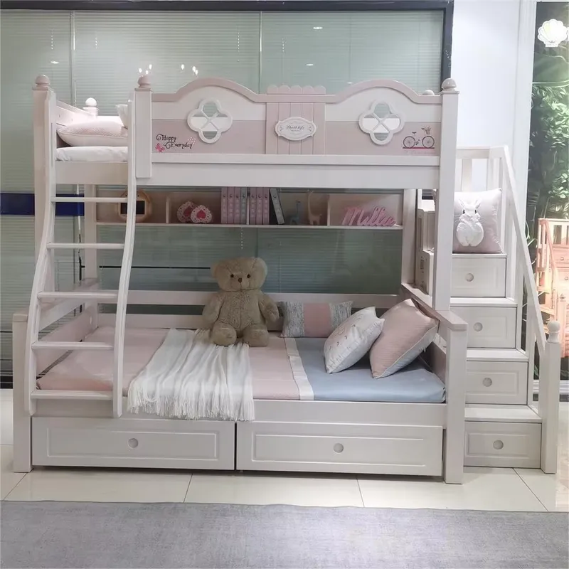 Modern Luxury Princess Kids Bu - Bunk Bed With Stairs And Slide 评论和价格