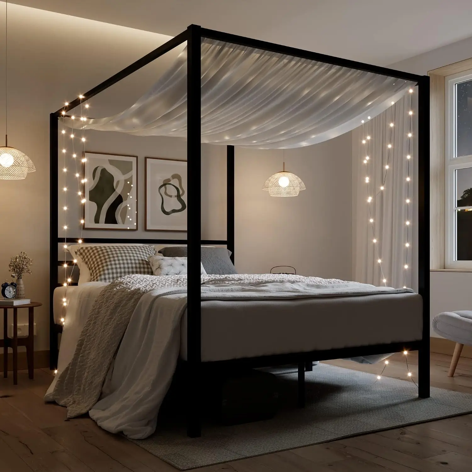 Queen Size Metal Canopy Bed Fr - Canopy Bed Frame Metal Queen 评论和价格