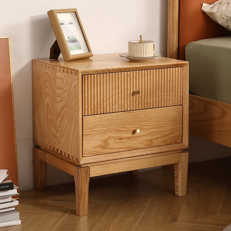 Retro Solid Wood Nightstands,F - Solid Wood Nightstand 2 Drawers 评论和价格