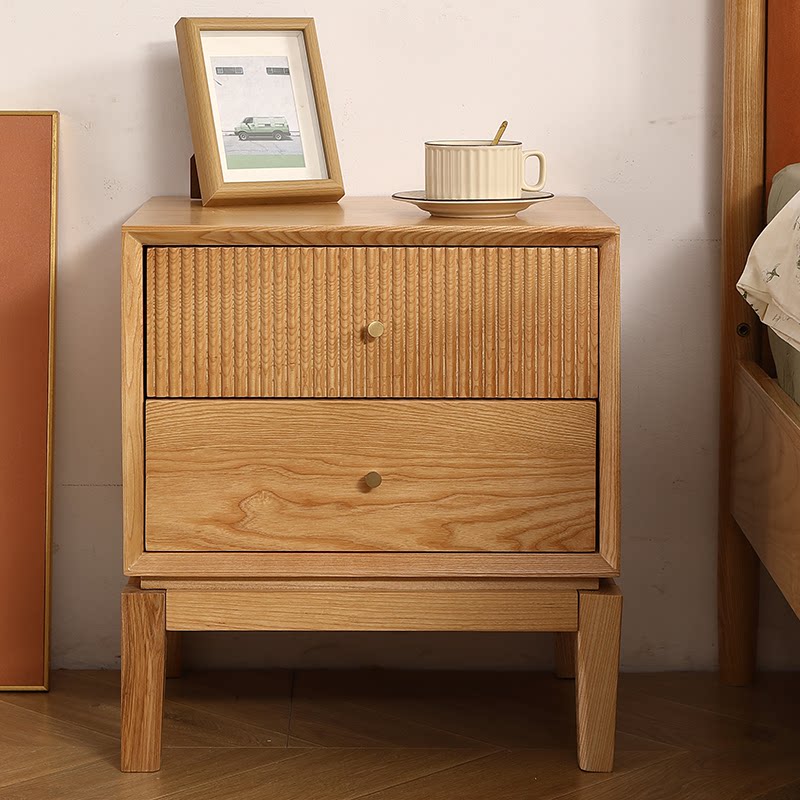 Retro Solid Wood Nightstands,F - Solid Wood Nightstand 2 Drawers 评论和价格