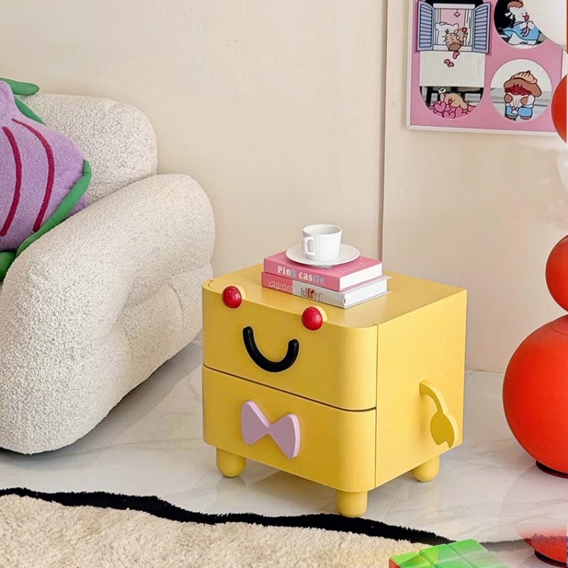 Cartoon Bedside Table,Home Fur - Solid Wood Nightstand 2 Drawers 评论和价格