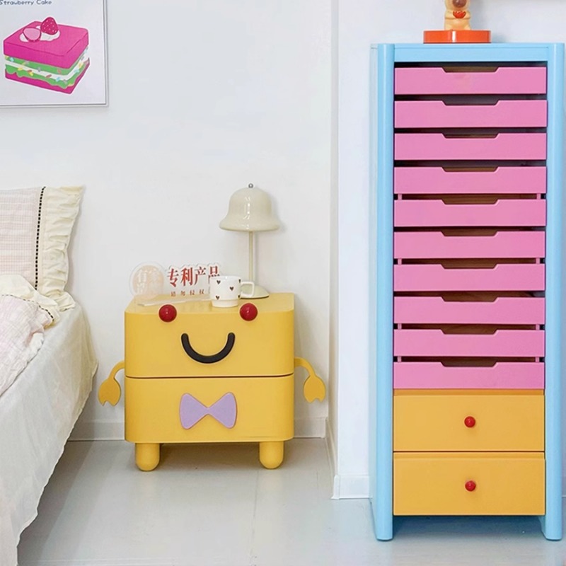 Cartoon Bedside Table,Home Fur - Solid Wood Nightstand 2 Drawers 评论和价格