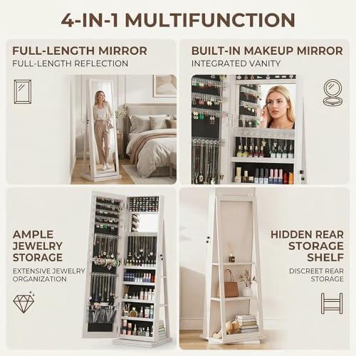 360° Swivel Jewelry Armoire wi - Full Length Mirror Jewelry Armoire 评论和价格