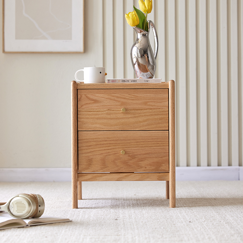 Solid Oak Wood Bedroom Furnitu - Solid Wood Nightstand 2 Drawers 评论和价格