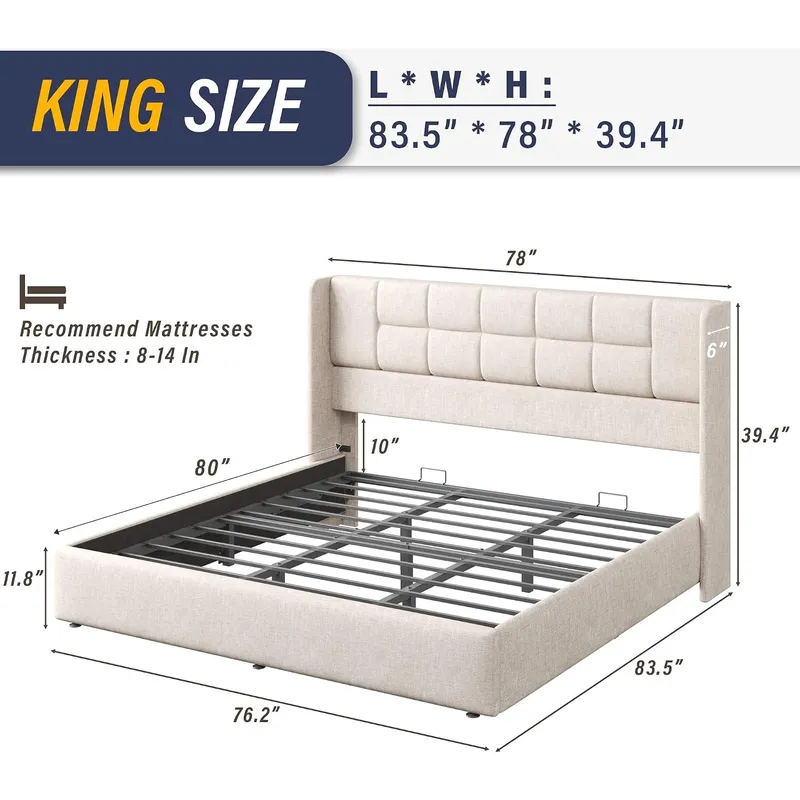 Bed Frame with Hydraulic Gas L - Gas Lift Storage Bed Hydraulic 评论和价格