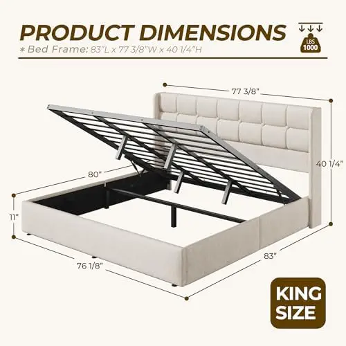 King Size Lift Up Storage Bed  - Gas Lift Storage Bed Hydraulic 评论和价格