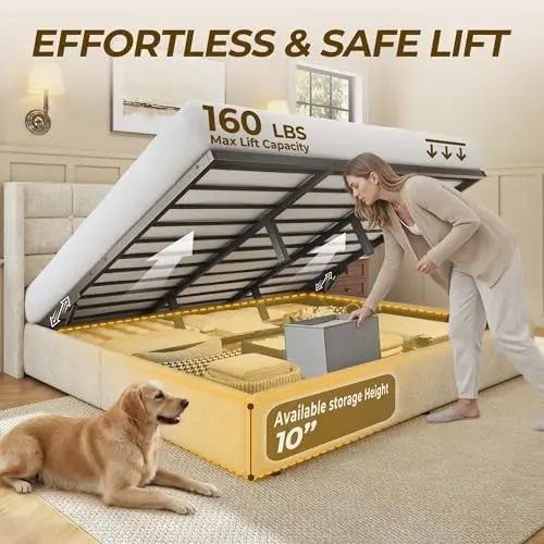 King Size Lift Up Storage Bed  - Gas Lift Storage Bed Hydraulic 评论和价格