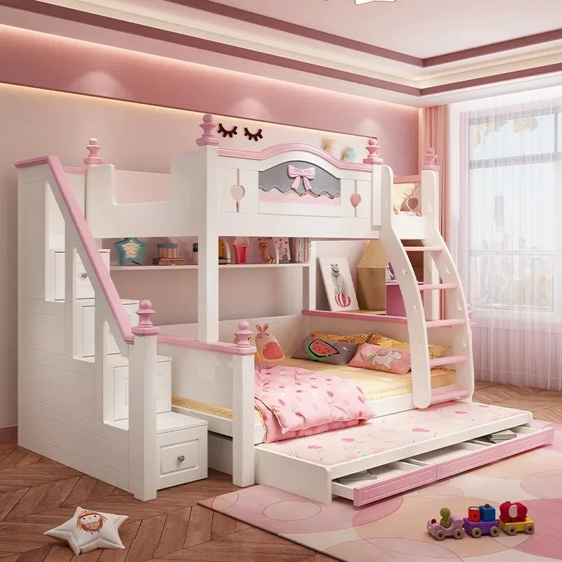 Children Bedroom Furniture Chi - Bunk Bed With Stairs And Slide 评论和价格