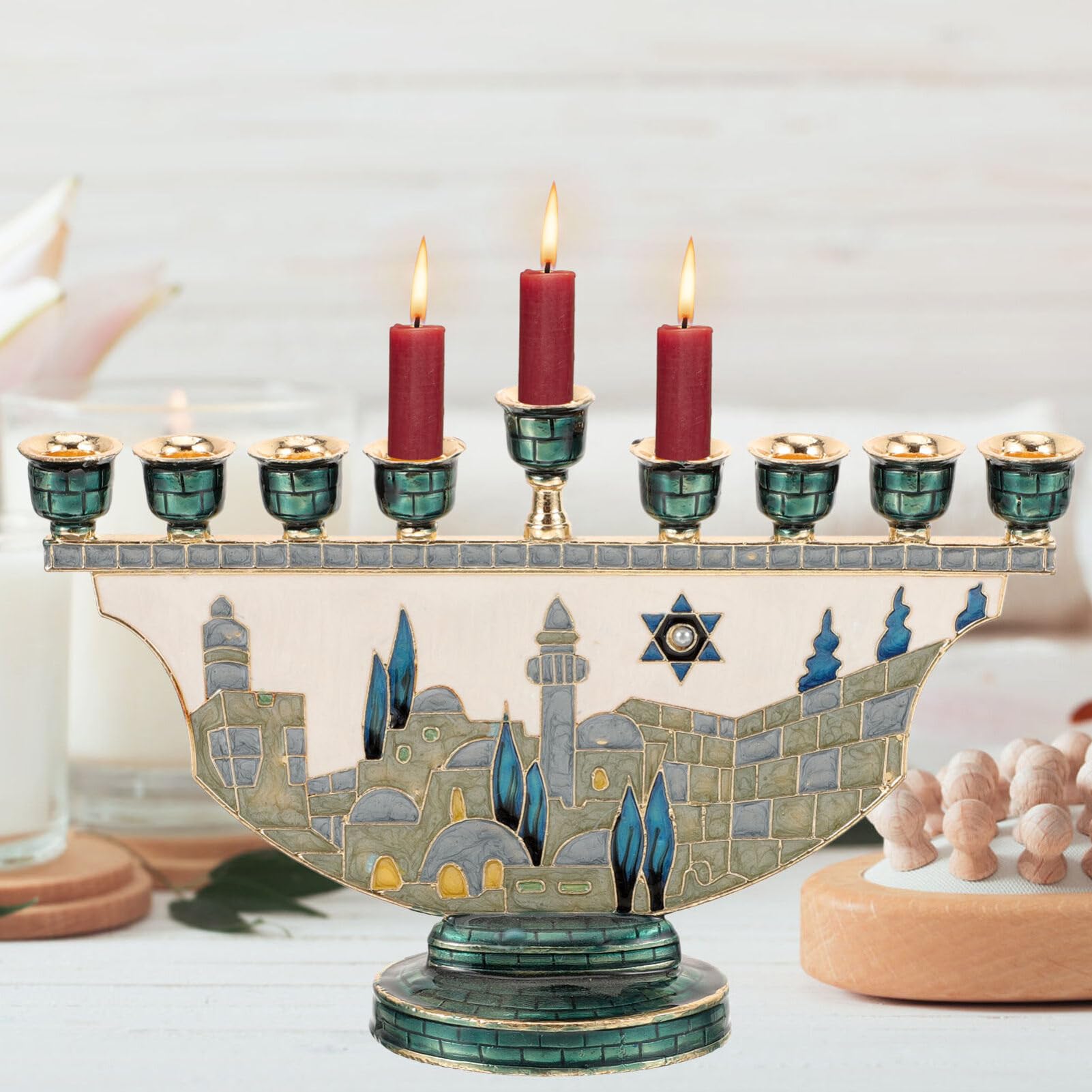 9 Branch Hanukkah Menorah Jeru - Tables 评论和价格