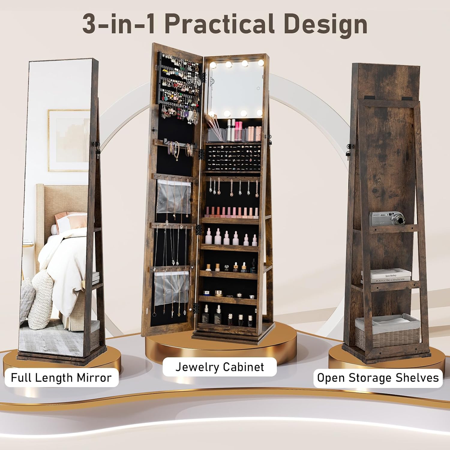 Swivel Jewelry Armoire Full Le - Full Length Mirror Jewelry Armoire 评论和价格