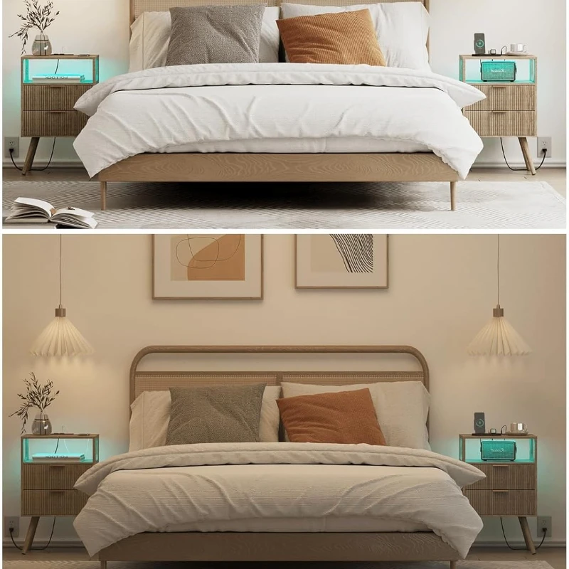 Nightstand Modern 2 Storage Dr - Solid Wood Nightstand 2 Drawers 评论和价格