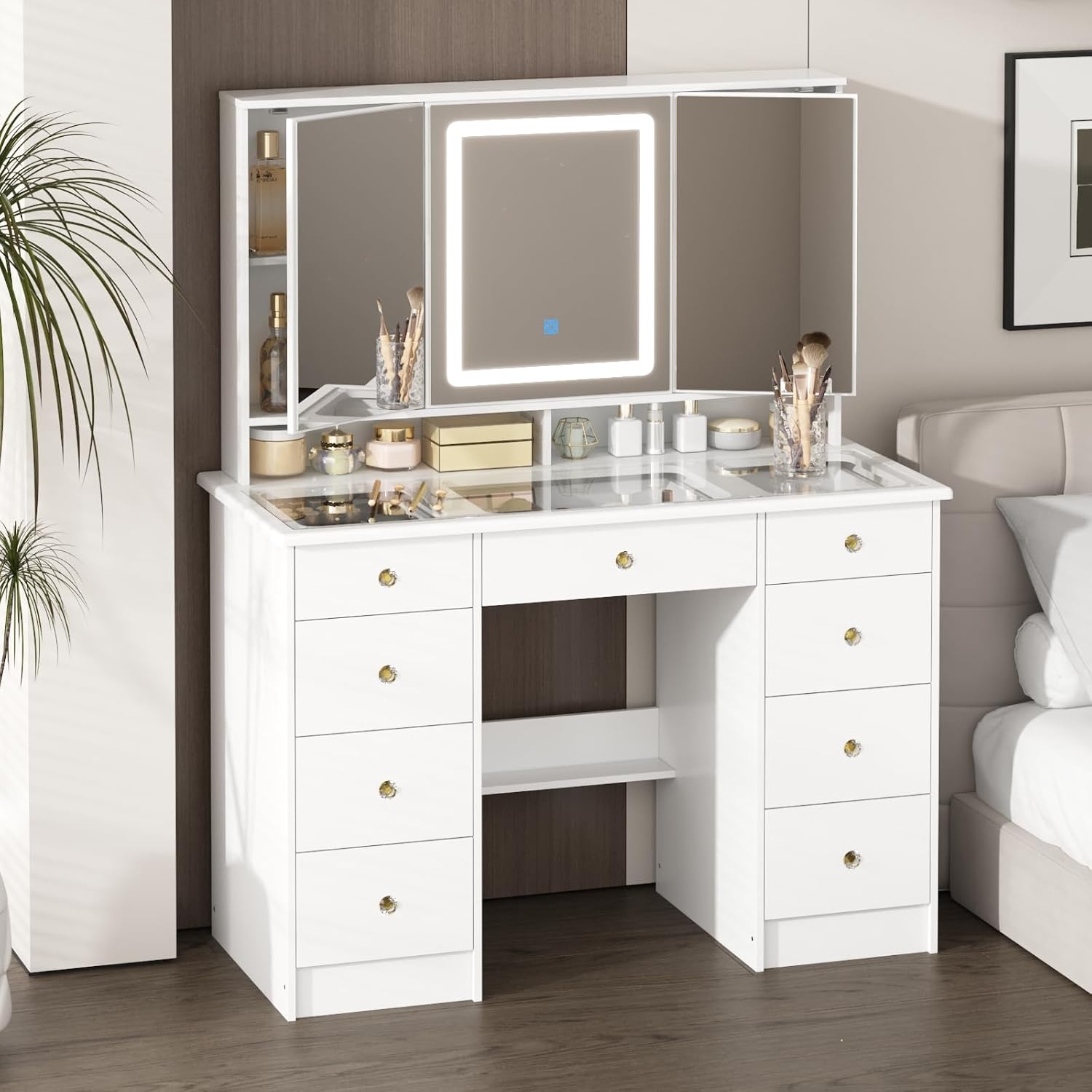 Vanity Desk with Mirror and Li - Dressing Table Vanity With Lighted Mirror 评论和价格