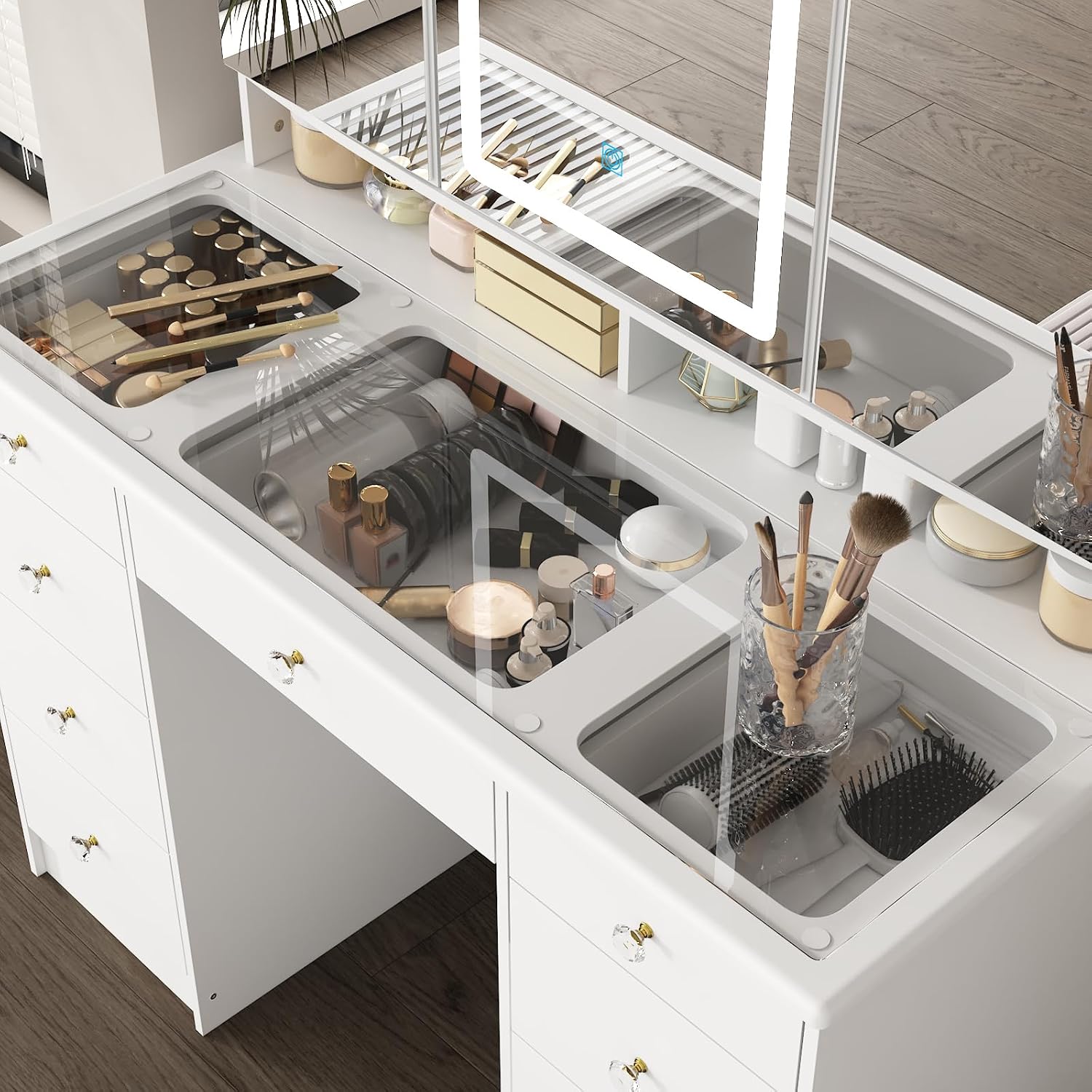 Vanity Desk with Mirror and Li - Dressing Table Vanity With Lighted Mirror 评论和价格