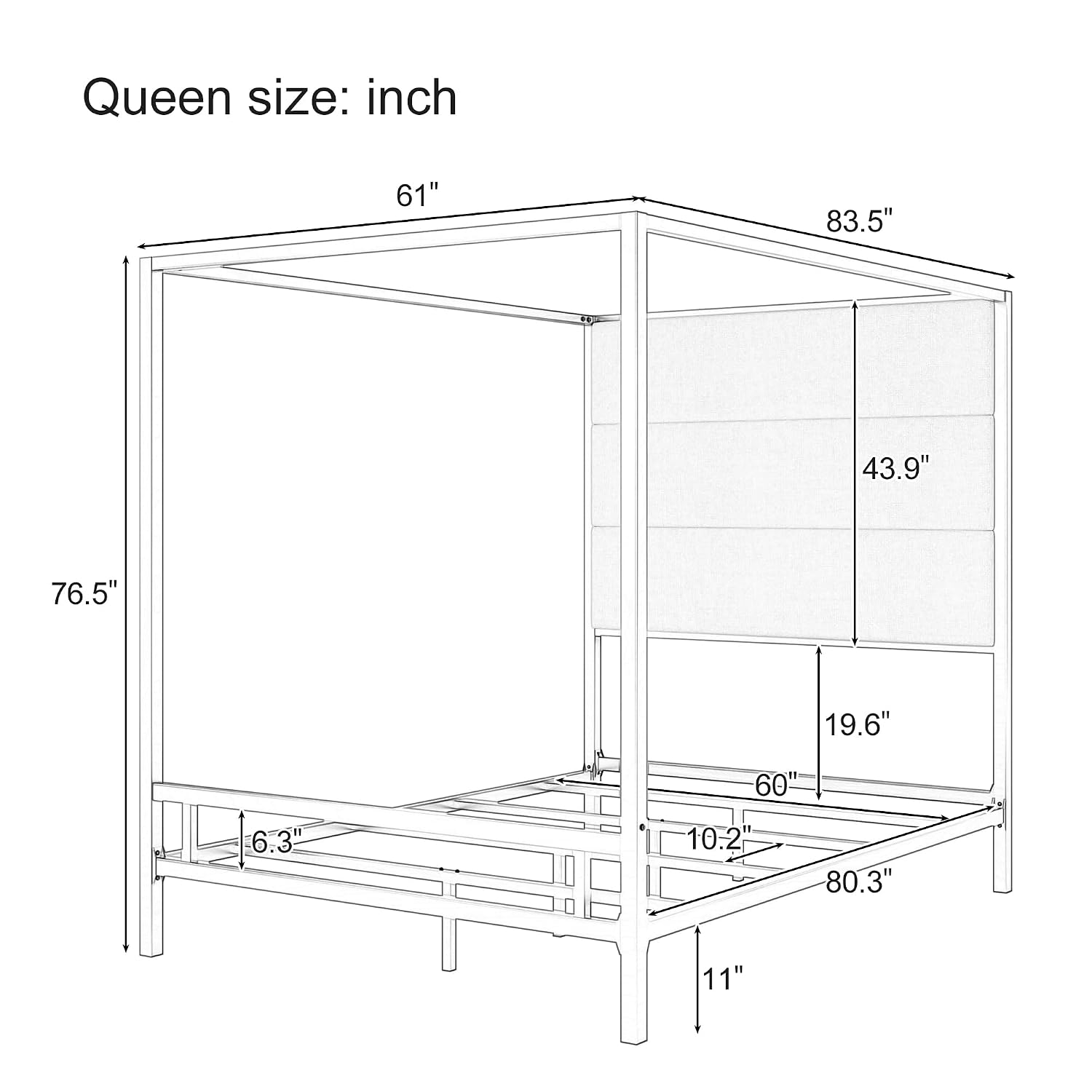 Queen Canopy Bed Frame Metal 4 - Canopy Bed Frame Metal Queen 评论和价格