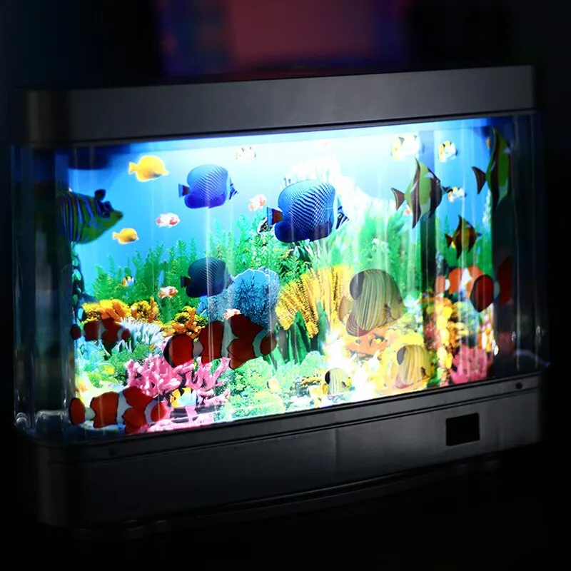 Tropical Fish Tank Lamps Artif - Floating Nightstand With Led Light 评论和价格