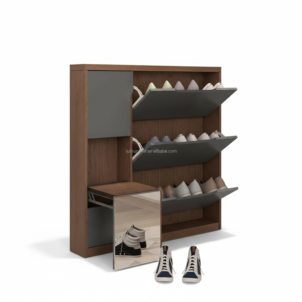 Slim Shoe Cabinet, 17cm/6.7 in - Shoe Rack Cabinet Narrow Entryway 评论和价格