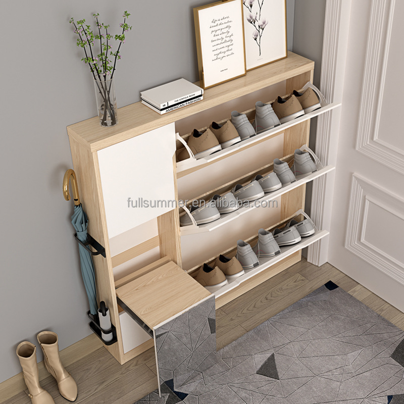 Slim Shoe Cabinet, 17cm/6.7 in - Shoe Rack Cabinet Narrow Entryway 评论和价格
