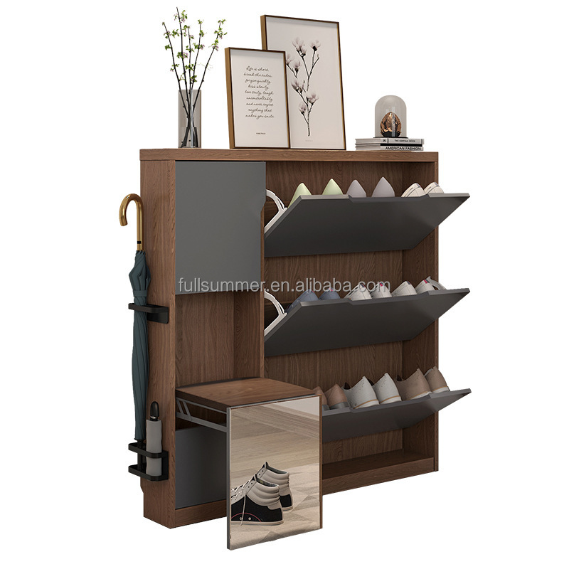 Slim Shoe Cabinet, 17cm/6.7 in - Shoe Rack Cabinet Narrow Entryway 评论和价格