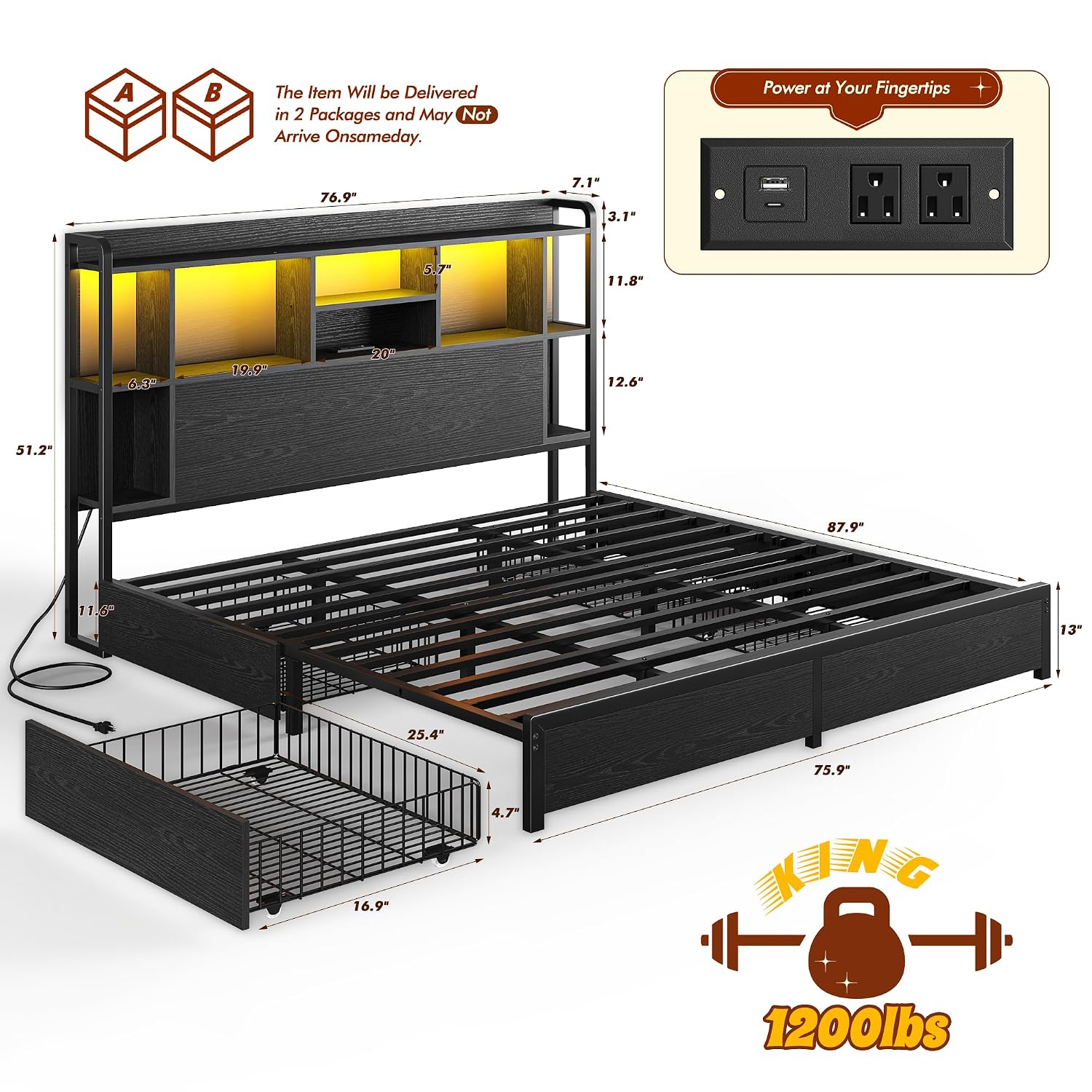 King Size Bed Frame Storage He - King Size Bed Frame With Storage Drawers 评论和价格