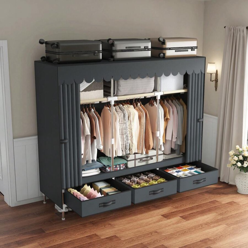 Portable Wardrobe Closet, 16mm - Wardrobe Closet Portable Fabric Cover 评论和价格