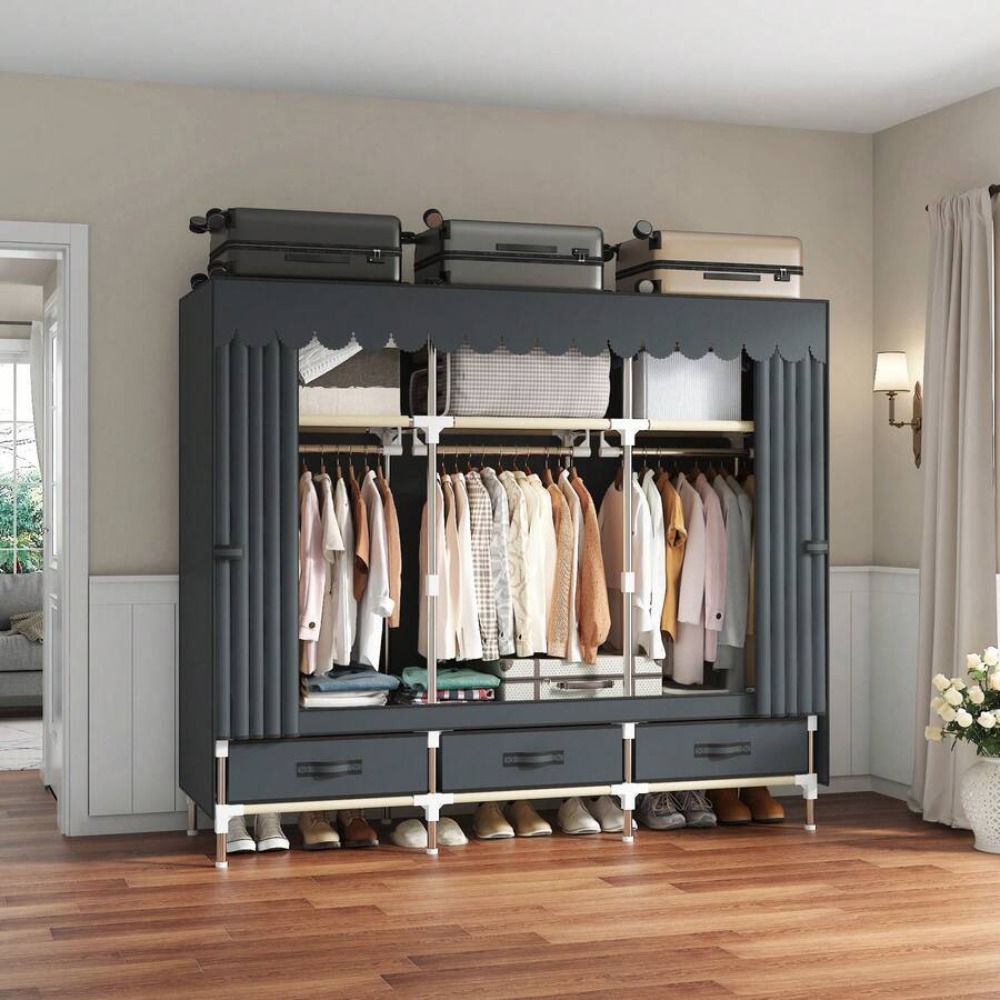 Portable Wardrobe Closet, 16mm - Wardrobe Closet Portable Fabric Cover 评论和价格