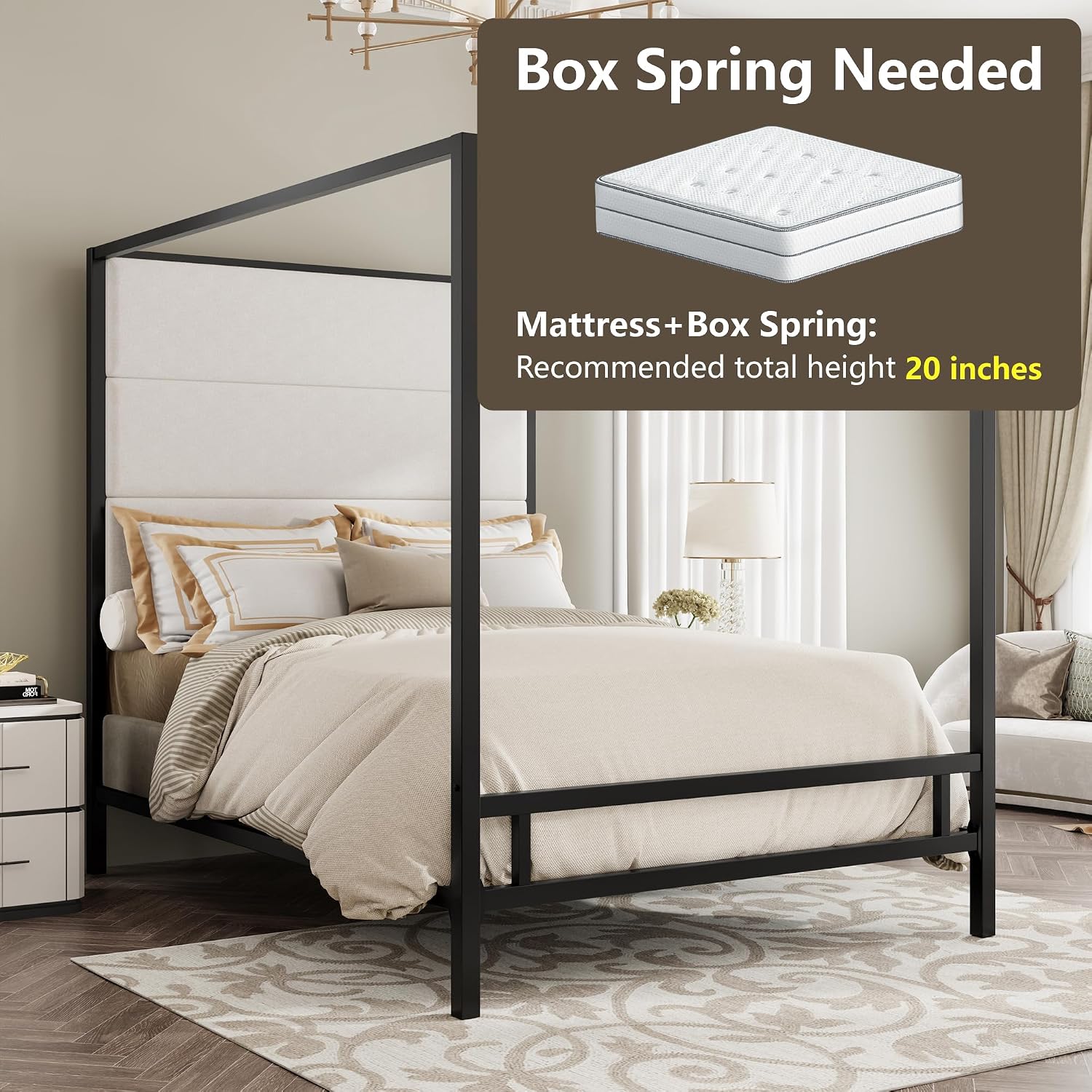 Queen Canopy Bed Tall Velvet U - Canopy Bed Frame Metal Queen 评论和价格