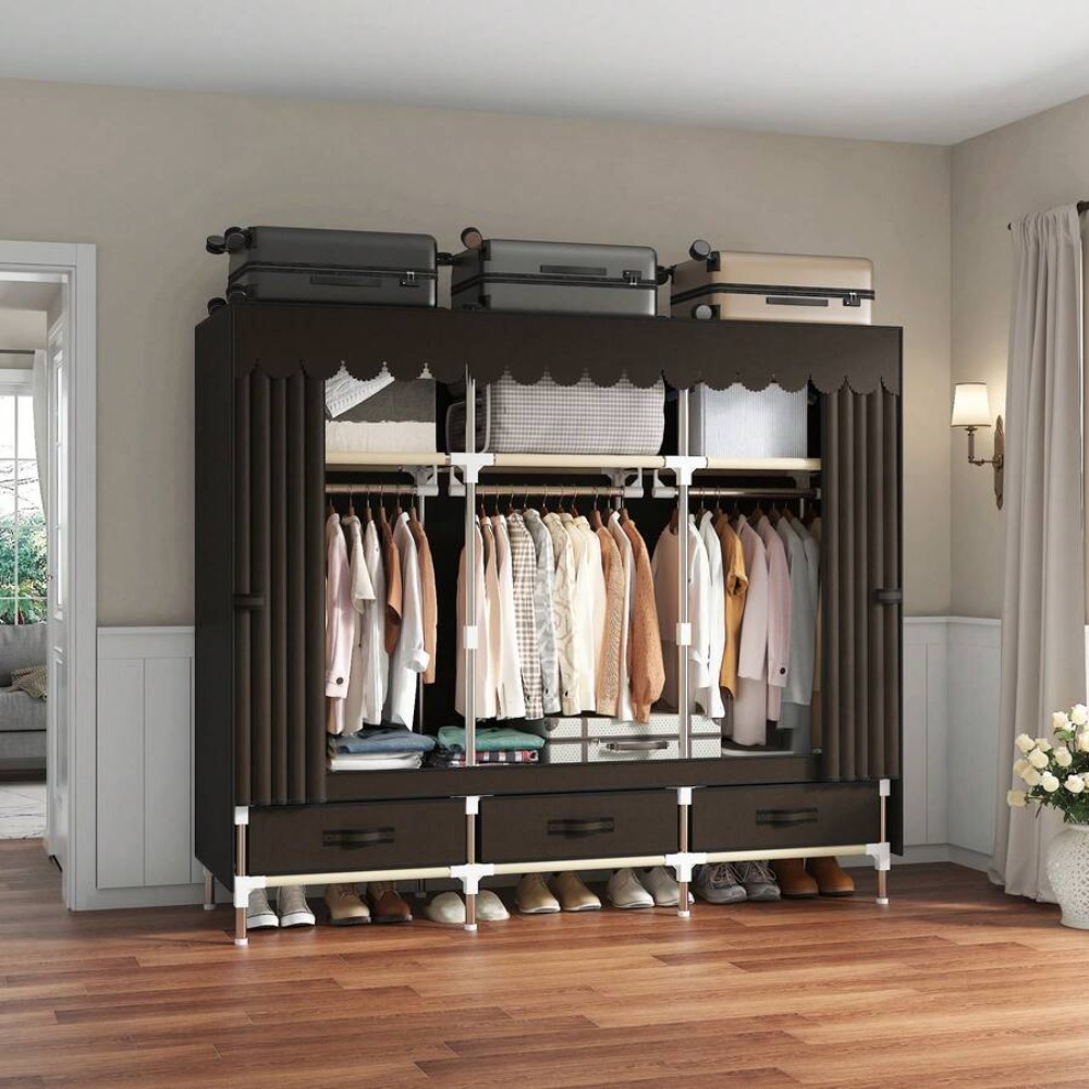Portable Wardrobe Closet with  - Wardrobe Closet Portable Fabric Cover 评论和价格