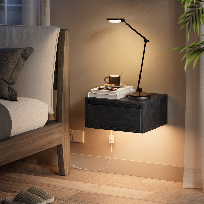 With Drawer LED Light Bedside  - Floating Nightstand With Led Light 评论和价格