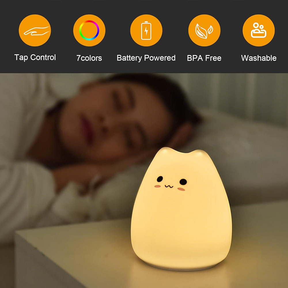 Cute Cat Night Light RGB Color - Floating Nightstand With Led Light 评论和价格