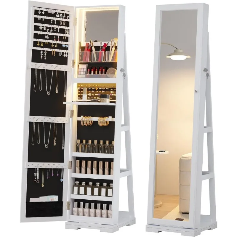 LED Jewelry Armoire with Full  - Full Length Mirror Jewelry Armoire 评论和价格