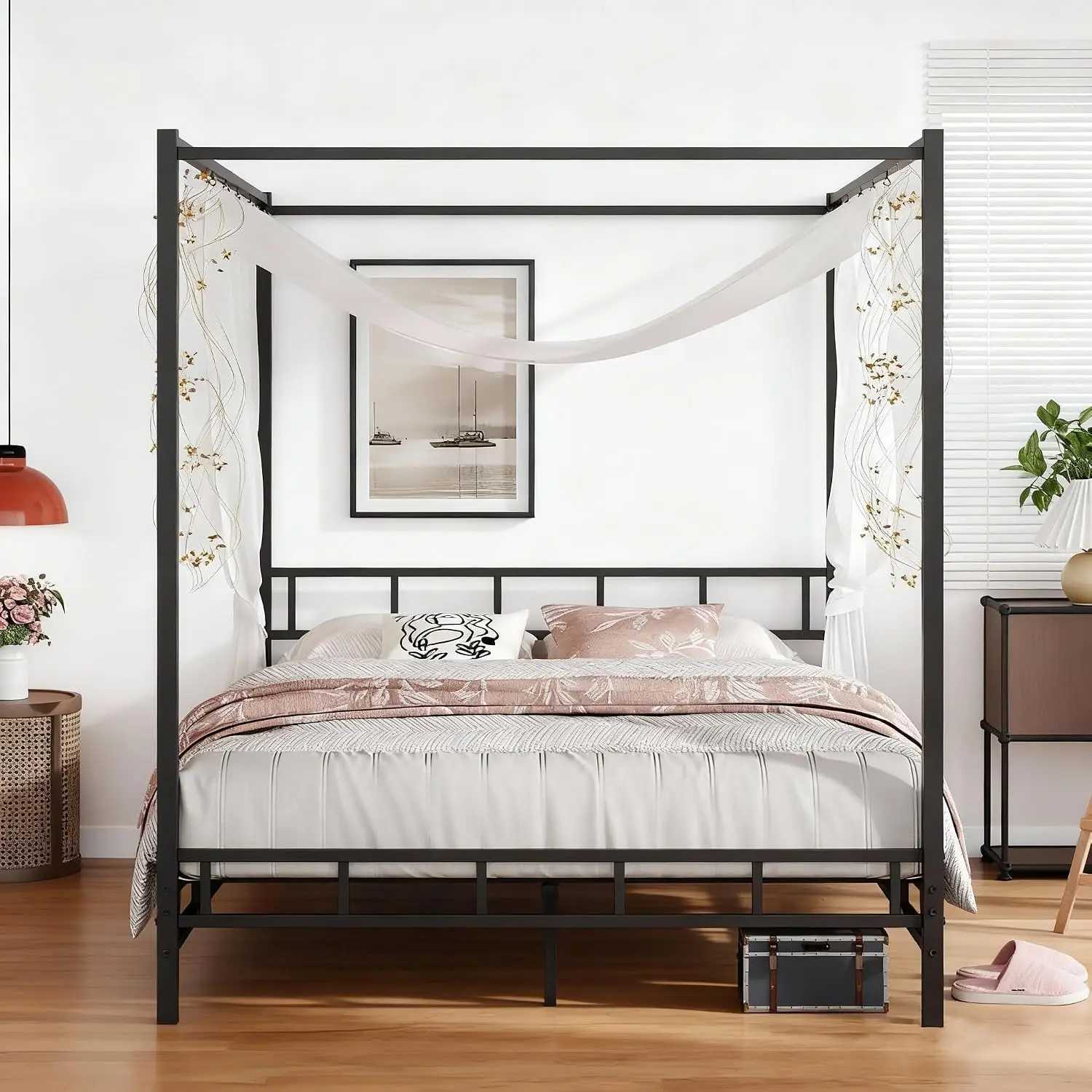 Metal Canopy Bed Frame Queen S - Canopy Bed Frame Metal Queen 评论和价格