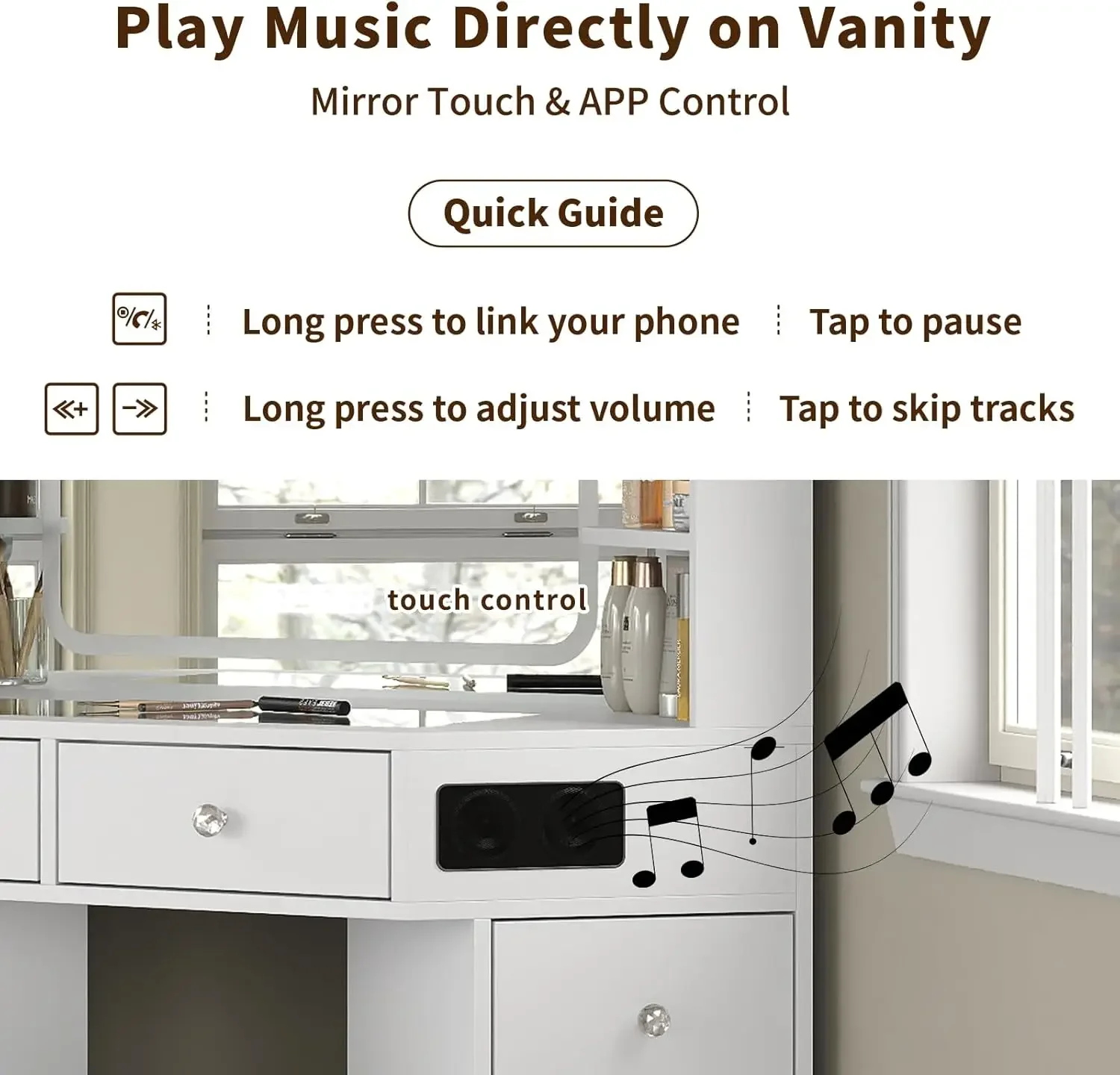 Corner Vanity Desk Speaker Dra - Dressing Table Vanity With Lighted Mirror 评论和价格
